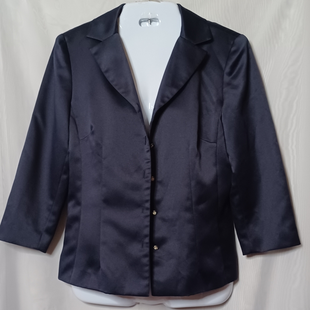 DONNA RICCO NEW YORK Blue Jacket With Rhinestone Buttons. Size 8 - Picture 2 of 13